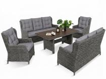 Zestaw mebli technorattanowych premium dla 8 osób z dwiema sofami i dużym stołem polywood - Fiorento Antracite