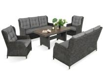 Zestaw mebli technorattanowych premium dla 8 osób z dwiema sofami i dużym stołem polywood - Antracite