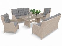 Elegancki zestaw mebli technorattanowych Fiorento dla 8 osób ze stolikiem z eleganckim blatem polywood - Grey