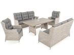 Elegancki zestaw mebli technorattanowych Fiorento dla 8 osób ze stolikiem z eleganckim blatem polywood - Grey