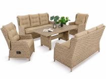 Komplet mebli ogrodowych dla 8 osób z regulacją foteli i stołem polywood- Fiorento Grande Plus - Beige
