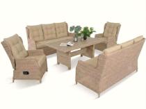 Komplet mebli ogrodowych dla 8 osób z regulacją foteli i stołem polywood- Fiorento Grande Plus - Beige