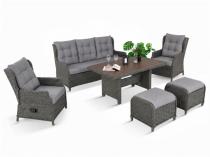 Komplet mebli z technorattanu z regulowanymi fotelami ze stołem 145x85 Fiorento - Antracite Polywood