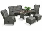 Komplet mebli z technorattanu z regulowanymi fotelami ze stołem 145x85 Fiorento - Antracite Polywood