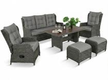 Komplet mebli z technorattanu z regulowanymi fotelami ze stołem 145x85 Fiorento - Antracite Polywood