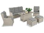 Meble technorattanowe z sofą 178cm, 2 fotelami i stołem z regulacją wysokości Fiorento Dining - Grey Polywood
