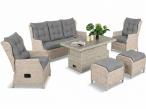 Meble technorattanowe z sofą 178cm, 2 regulowanymi fotelami i stołem podnoszonym Fiorento Dining - Grey Polywood