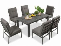Aluminiowy komplet mebli ogrodowych - 6 siedzisk ze stołem 150x90 Tavaro Antracite