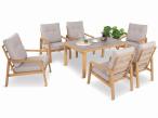 Komplet mebli obiadowych na taras - 6 foteli i stół 150x90 Tavaro Wood