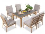 Komplet mebli obiadowych z aluminium - 6 foteli + stół 150x90 Tavaro Wood