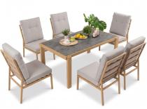 Komplet mebli obiadowych z aluminium - 6 foteli + stół 150x90 Tavaro Wood
