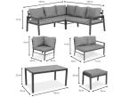 Metalowy narożnik na taras z pufami o stołem 120cm Sodor Corner - Dark Grey Polywood