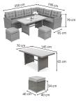 Technorattanowy narożnik 250x190cm z wysokim stołem na taras Cofete – Natural Cofete 2.0