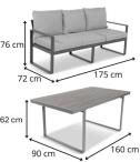 Zestaw mebli ogrodowych dla 6 osób - 2 sofy 175cm i stół 160x90 - Panaon WB
