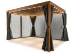 Drewniana pergola tarasowa z oświetleniem LED Nefir 2.0 2x4 + zasłony+ moskitiery - Woodlook