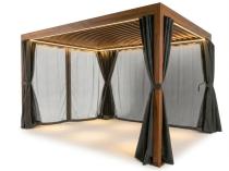 Drewniana pergola tarasowa z oświetleniem LED Nefir 2.0 2x4 + zasłony+ moskitiery - Woodlook