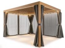 Drewniana pergola tarasowa z oświetleniem LED Nefir 2.0 2x4 + zasłony+ moskitiery - Woodlook