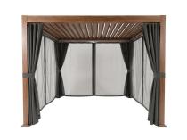 Pergola tarasowa w kolorze drewna Nefir 2.0 3x3 + zasłony+ moskitiery - Woodlook