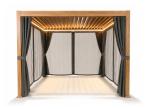 Pergola ogrodowa z oświetleniem, zasłonami o moskitierami Nefir LED 2.0 3x3 - Woodlook
