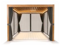 Pergola ogrodowa z oświetleniem, zasłonami o moskitierami Nefir LED 2.0 3x3 - Woodlook