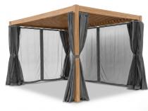 Drewnopodobna pergola na taras Nefir 2.0 3x4 + zasłony+ moskitiery - Woodlook