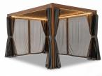 Nowoczesna pergola z oświetleniem, zasłonami i moskitierami Nefir 2.0 LED 3x4 - Woodlook