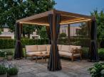 Nowoczesna pergola z oświetleniem, zasłonami i moskitierami Nefir 2.0 LED 3x4 - Woodlook