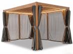 Nowoczesna pergola z oświetleniem, zasłonami i moskitierami Nefir 2.0 LED 3x4 - Woodlook