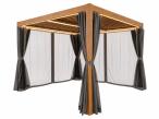 Drewniana pergola tarasowa z LED, zasłonami i moskitierami 4x4 Nefir 2.0 - Woodlook
