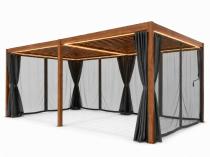 Pergola lamelowa 4x5 z oświetleniem LED, zasłonami i moskitierami Nefir 2.0 - Woodlook