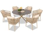 Zestaw mebli ogrodowych 6 krzeseł i stół okrągły 140 cm Orio - Cashmere Beige