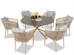 Ekskluzywny komplet mebli tarasowych - stół i 6 foteli z plecionką rope - Orio Cashmere Chrome