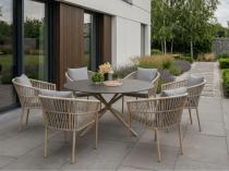 Aluminiowe meble ogrodowe z okrągłym stołem dla 6 osób Orio - Cashmere Pewter