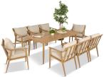 Duży komplet mebli obiadowych - stół i 8 krzeseł Else - Creme