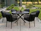 Meble tarasowe premium z okrągłym stołem i 6 krzesłami - Orio - Black Slate