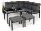 Metalowy narożnik na taras z pufami o stołem 120cm Doros Corner - Dark Grey