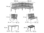 Metalowy narożnik na taras z pufami o stołem 120cm Doros Corner - Dark Grey