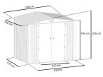 Wytrzymały schowek ogrodowy blaszany Hartt Plus 240x180x205cm - z drzwiami na zawiasach - Wooden