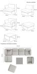 Zestaw wypoczynkowy ogrodowy modułowy 7-osobowy, szary – stal nierdzewna, olefin premium - Salve 5 Comfort + stolik