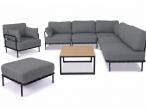 Zestaw wypoczynkowy ogrodowy modułowy 7-osobowy, szary – stal nierdzewna, olefin premium - Salve 5 Comfort + stolik