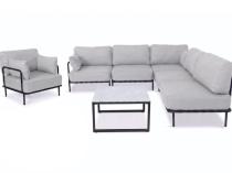 Meble modułowe na taras w stylu loft Salve Chrome 5 Plus + stolik
