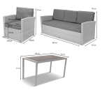 Cofete Dining bez puf – Grey + Sodor/Doros 140x70 - White