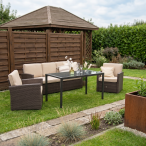 Cofete Dining bez puf – Brown + Stół Sodor/Doros 140x70 - Dark Grey