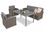 Grafitowe meble ogrodowe z technorattanu Cofete ze stalowym stołem Sodor - Dark Grey Silver