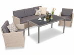 Jasnoszare meble ogrodowe z technorattanu dla 5 osób Cofete z dużym stołem 140x70cm Grey Silver