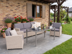 Cofete Dining bez puf – Grey + Stół Sodor 140x70 - Silver