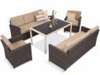 Zestaw mebli z technorattanu dla 8 osób Cofete Grande ze stołem 140x70 cm Brown Cream