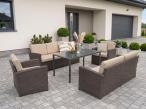 Duży zestaw mebli z technorattanu Cofete ze stalowym stołem Sodor - Brown Dark Grey