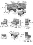 Narożnik technorattan 8 miejsc + fotel wysokie oparcia ze stołem obiadowym Lirata Corner Brown