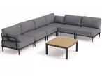 Sofa modułowa na taras ze stali nierdzewnej - szare poduszki olefin, premium - Salve 6 modułów ze stolikiem